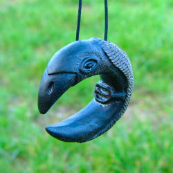 Avalonian bog oak Raven Moon pendant