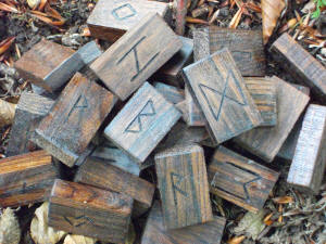 Avalonian bog oak runes with ash bark box