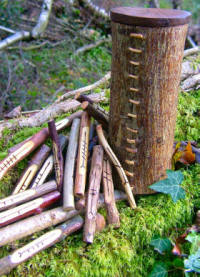 Native Celtic Woods ogham staves with Rowan bark box