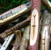 Native Celtic Woods ogham staves with Rowan bark box