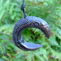 Irish bog oak Raven Moon pendant