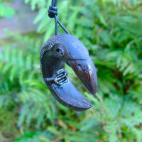 Irish bog oak Raven Moon pendant