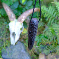 Irish bog oak Raven pendant