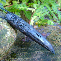 Irish bog oak Raven pendant