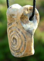 Ice Age Bear bone spiral pendant 