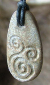 Avalonian sandstone triskel and Vesica Pisces pendant