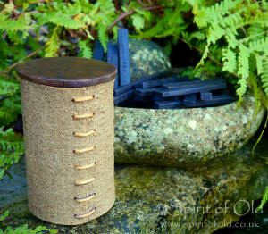 Celtic bog oak ogham staves with ash bark box