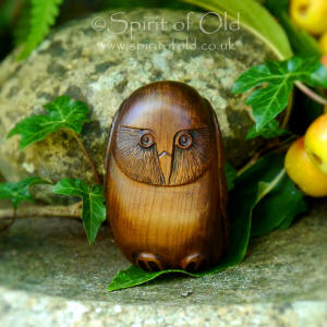 Irish Bog Yew Owl amulet