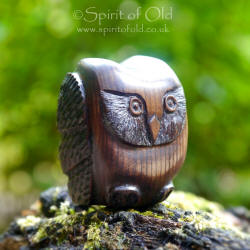 Irish bog yew owl amulet