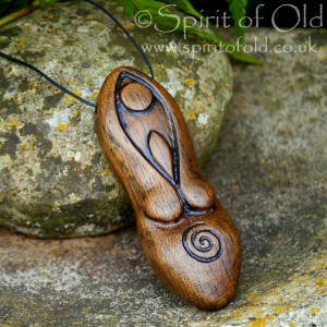 Irish bog oak Goddess amulet
