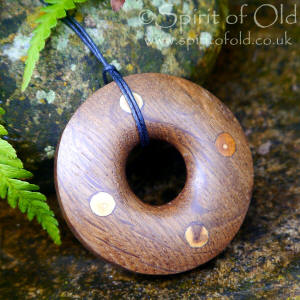 Irish bog oak Moon-wheel necklace