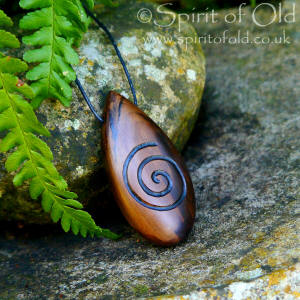 Irish bog yew Spiral pendant