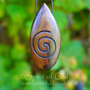 Irish bog yew Spiral pendant
