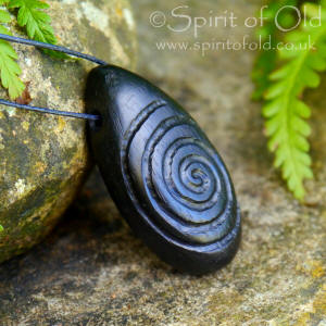 Celtic bog oak Spiral pendant