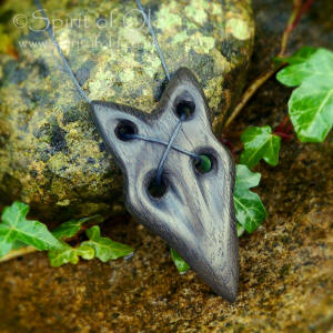 Irish bog oak Wolf pendant